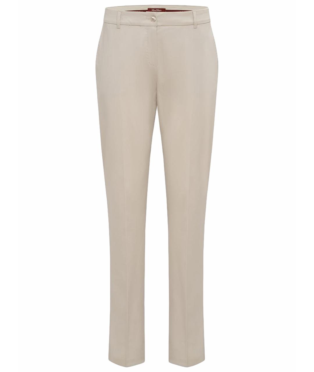 MAX MARA STUDIO Бежевые хлопко-эластановые прямые брюки, фото 1