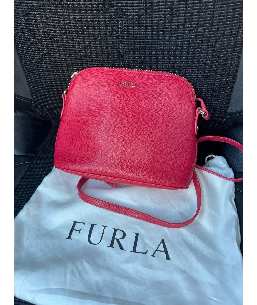 FURLA Красная кожаная сумка через плечо, фото 5