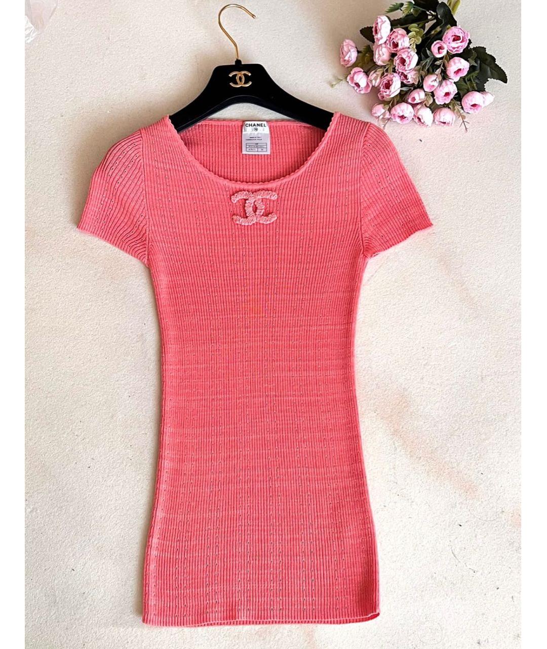 CHANEL Коралловая вискозная футболка, фото 8