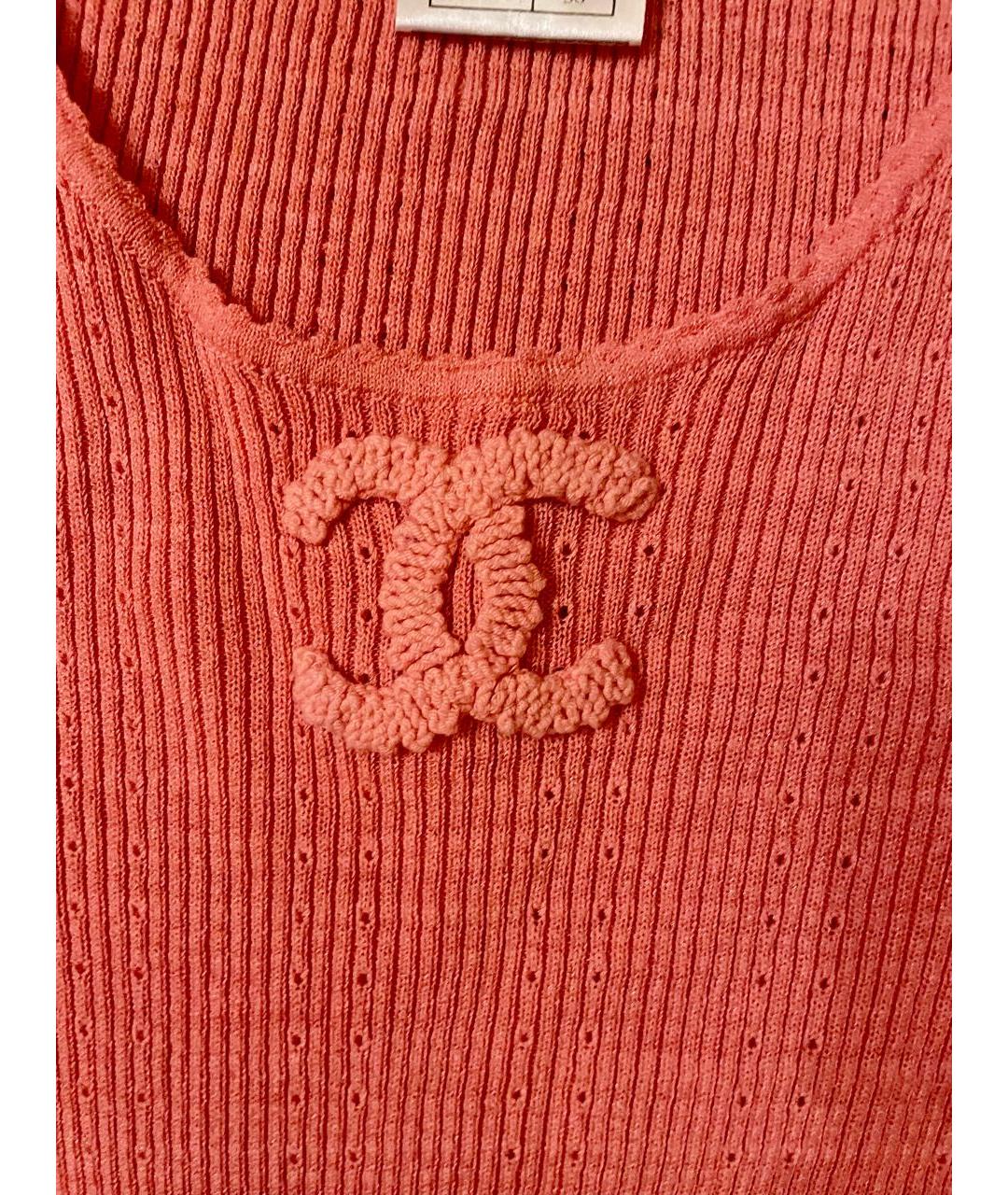 CHANEL Коралловая вискозная футболка, фото 3