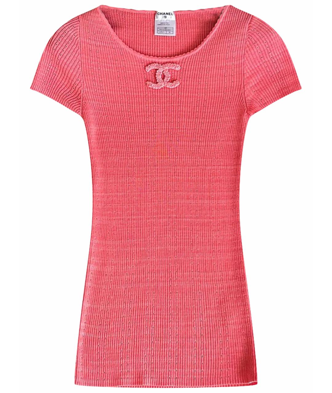 CHANEL Коралловая вискозная футболка, фото 1