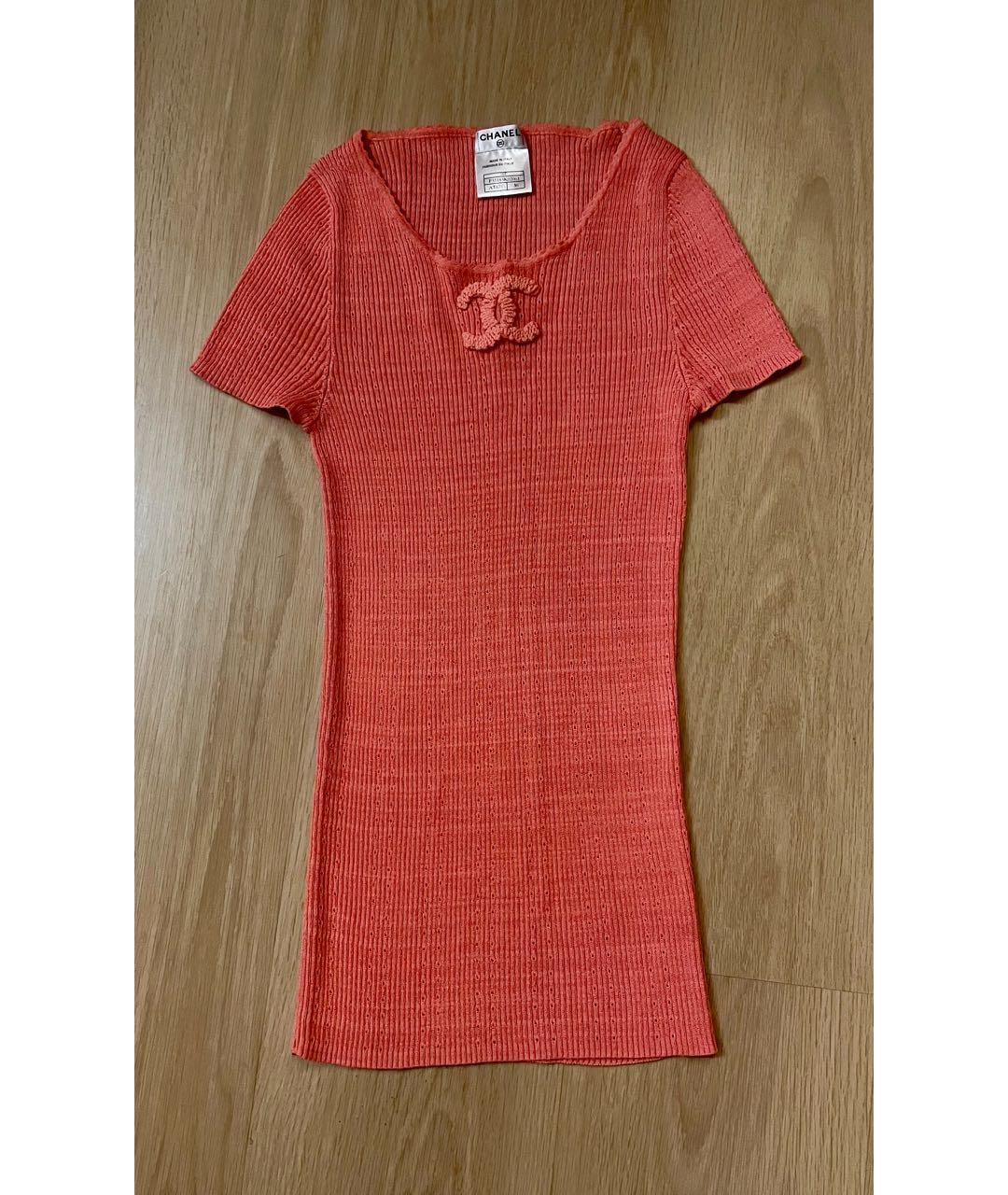 CHANEL Коралловая вискозная футболка, фото 7