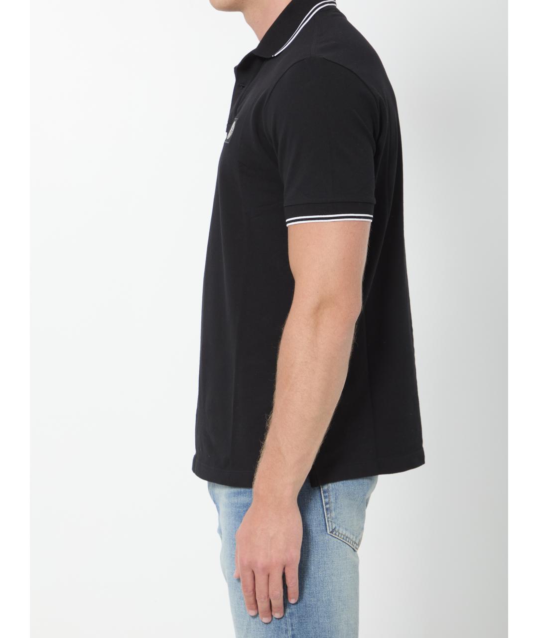STONE ISLAND Черное хлопковое поло с коротким рукавом, фото 3