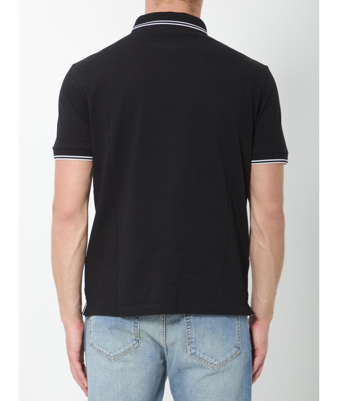 STONE ISLAND Черное хлопковое поло с коротким рукавом, фото 4