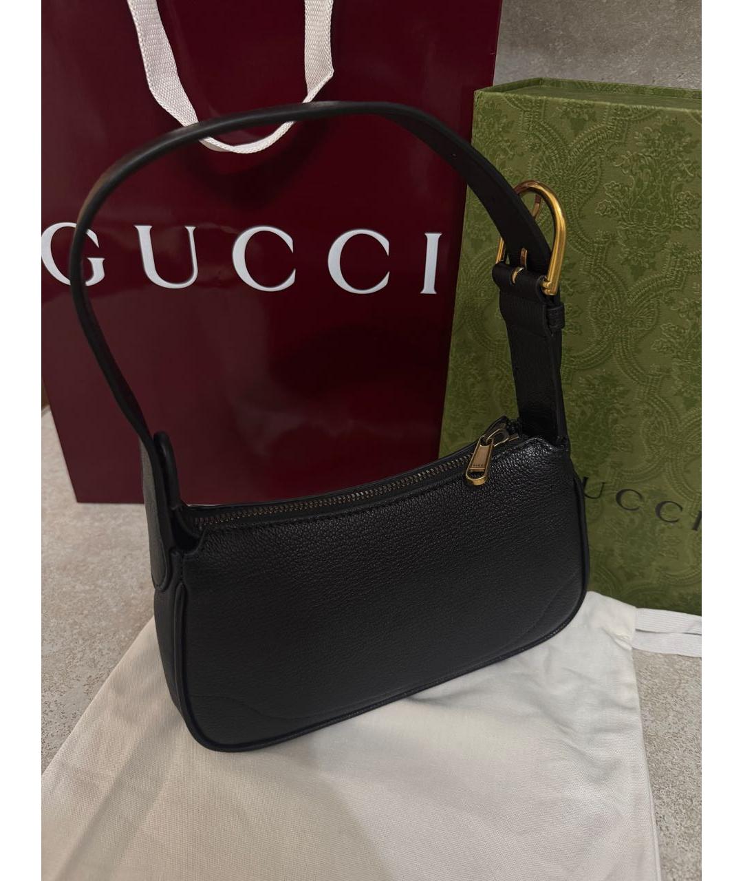 GUCCI Черная кожаная сумка через плечо, фото 5