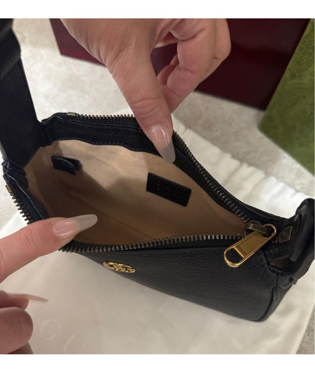 GUCCI Черная кожаная сумка через плечо, фото 4