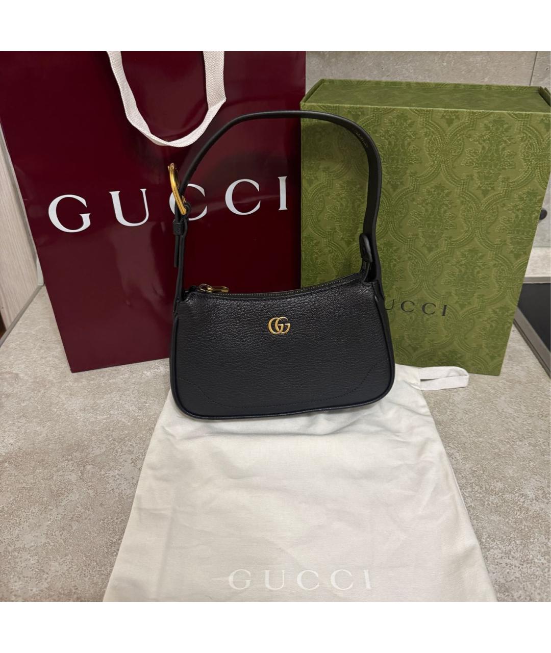 GUCCI Черная кожаная сумка через плечо, фото 2