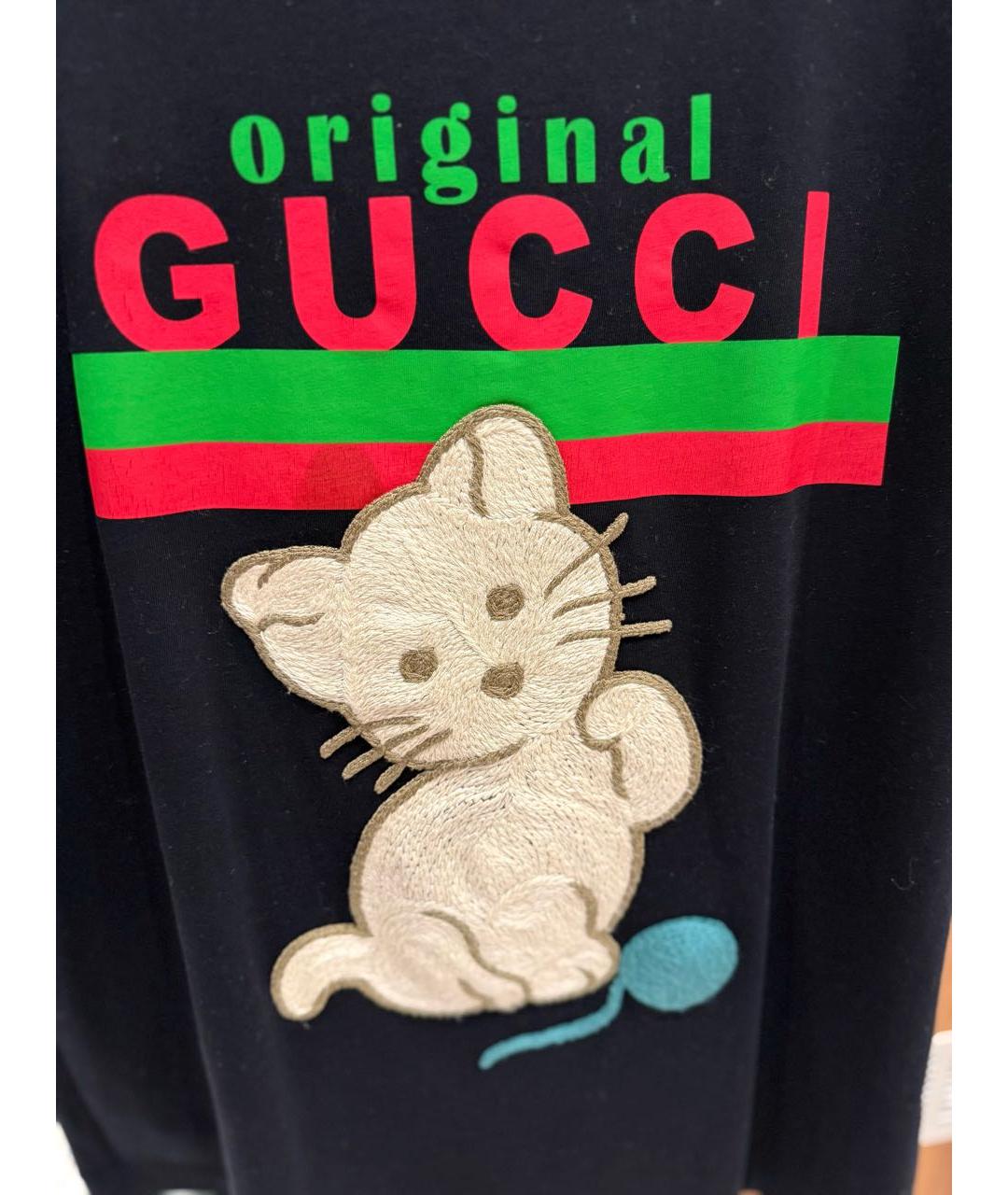 GUCCI Черная хлопковая футболка, фото 4