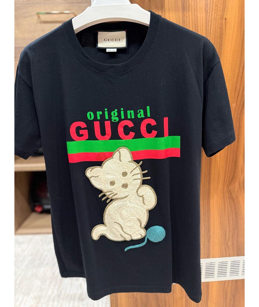 GUCCI Черная хлопковая футболка, фото 5