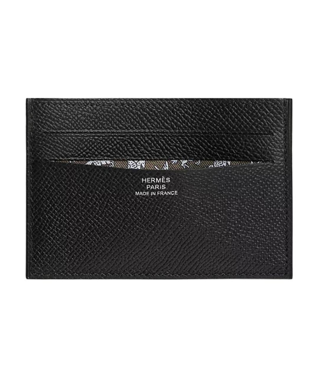 HERMES Черный кожаный кардхолдер, фото 1