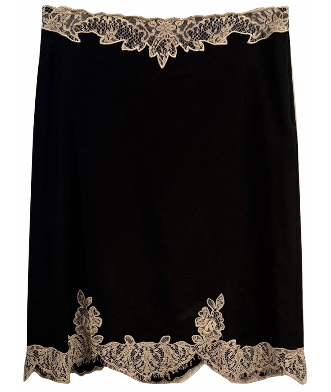 RED VALENTINO Черная шерстяная юбка миди, фото 1