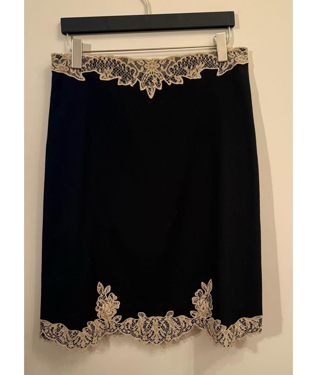 RED VALENTINO Черная шерстяная юбка миди, фото 2