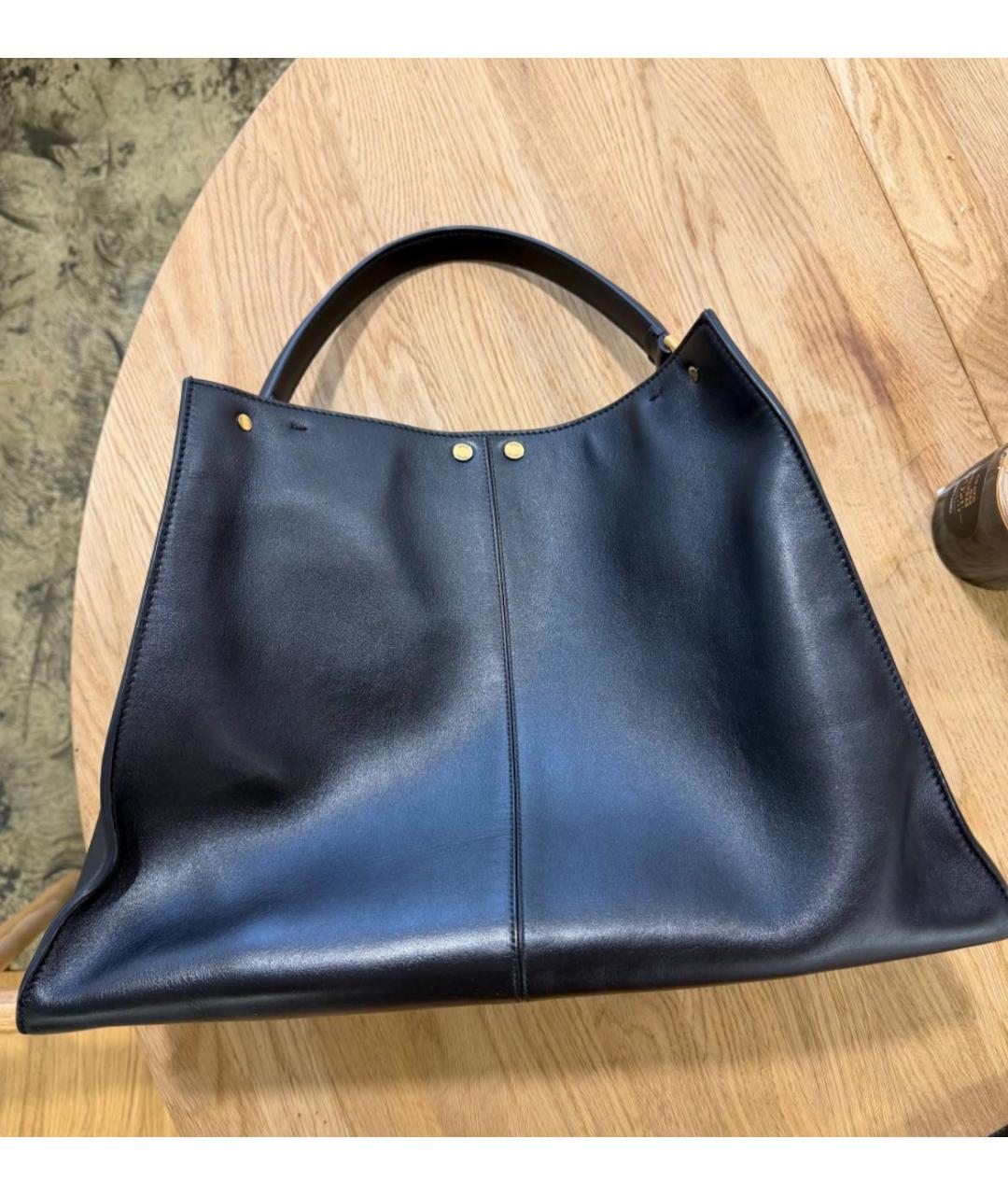 FENDI Темно-синяя кожаная сумка тоут, фото 3