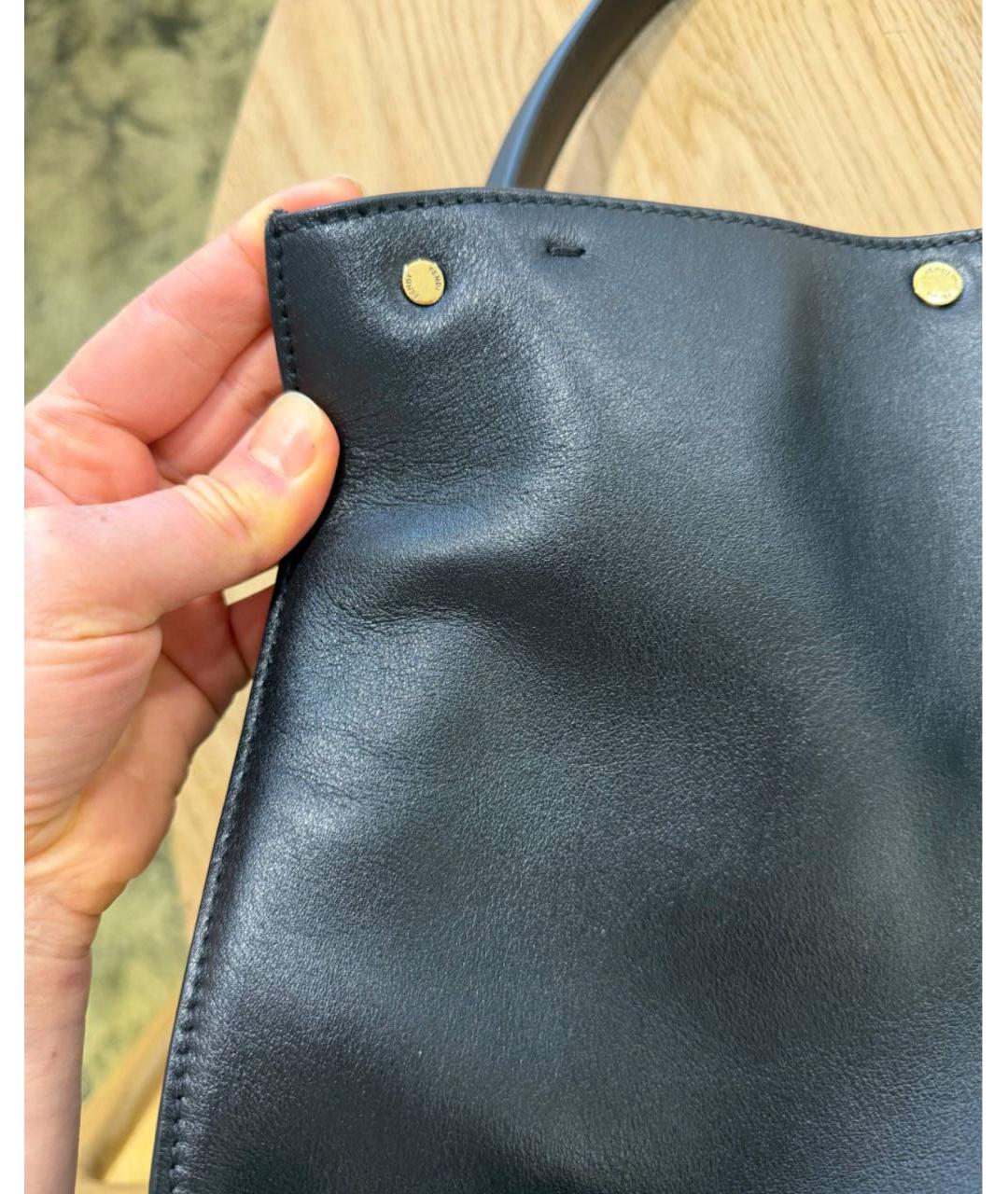 FENDI Темно-синяя кожаная сумка тоут, фото 4