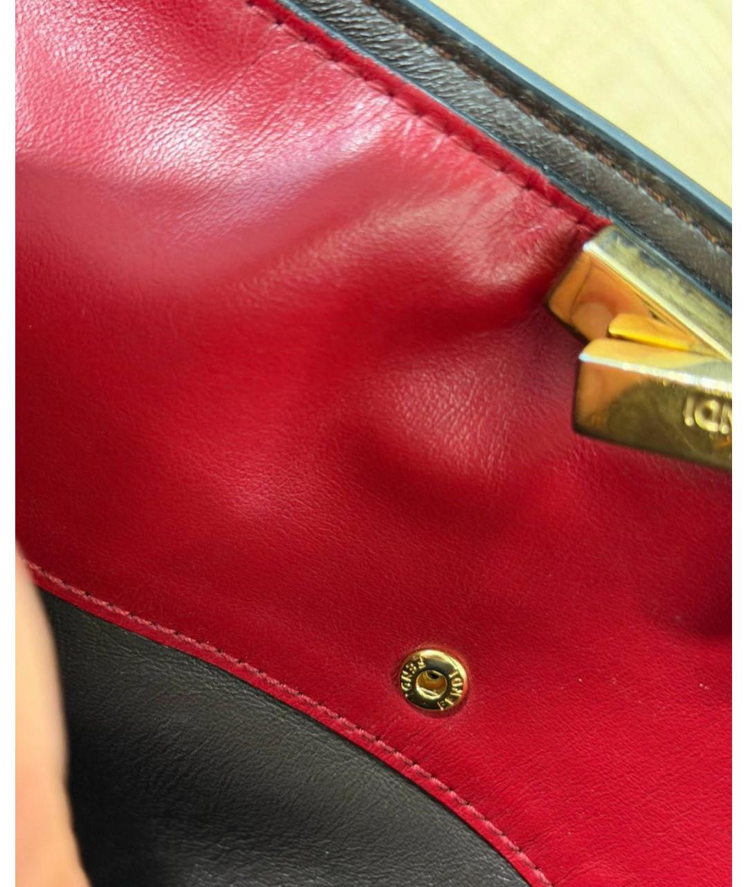 FENDI Темно-синяя кожаная сумка тоут, фото 6