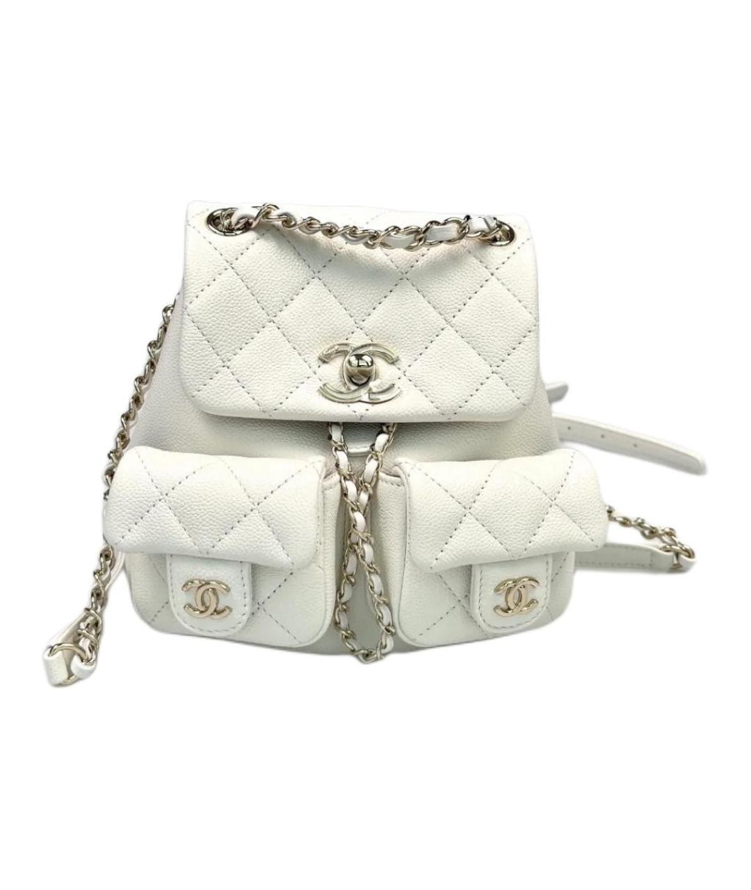 CHANEL Белый кожаный рюкзак, фото 4