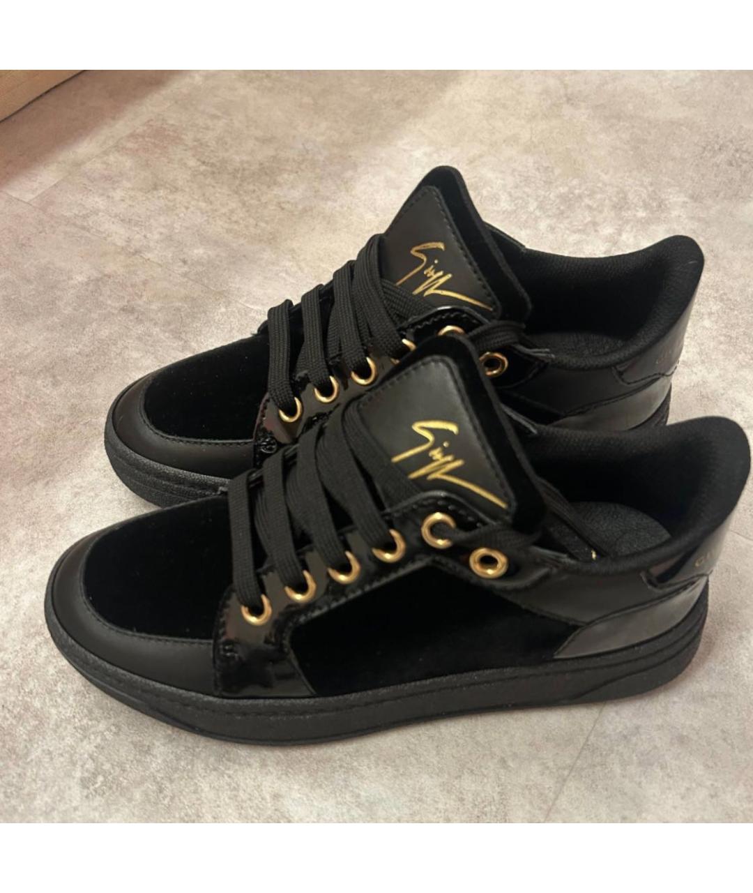 GIUSEPPE ZANOTTI DESIGN Черные кожаные кеды, фото 9