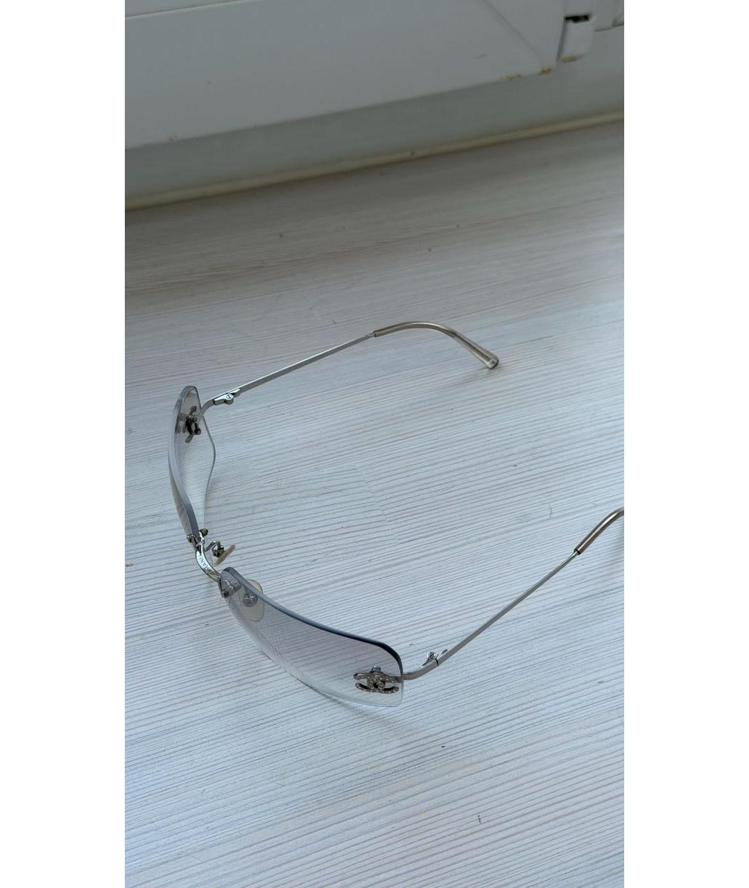 CHANEL Серебряные металлические солнцезащитные очки, фото 8