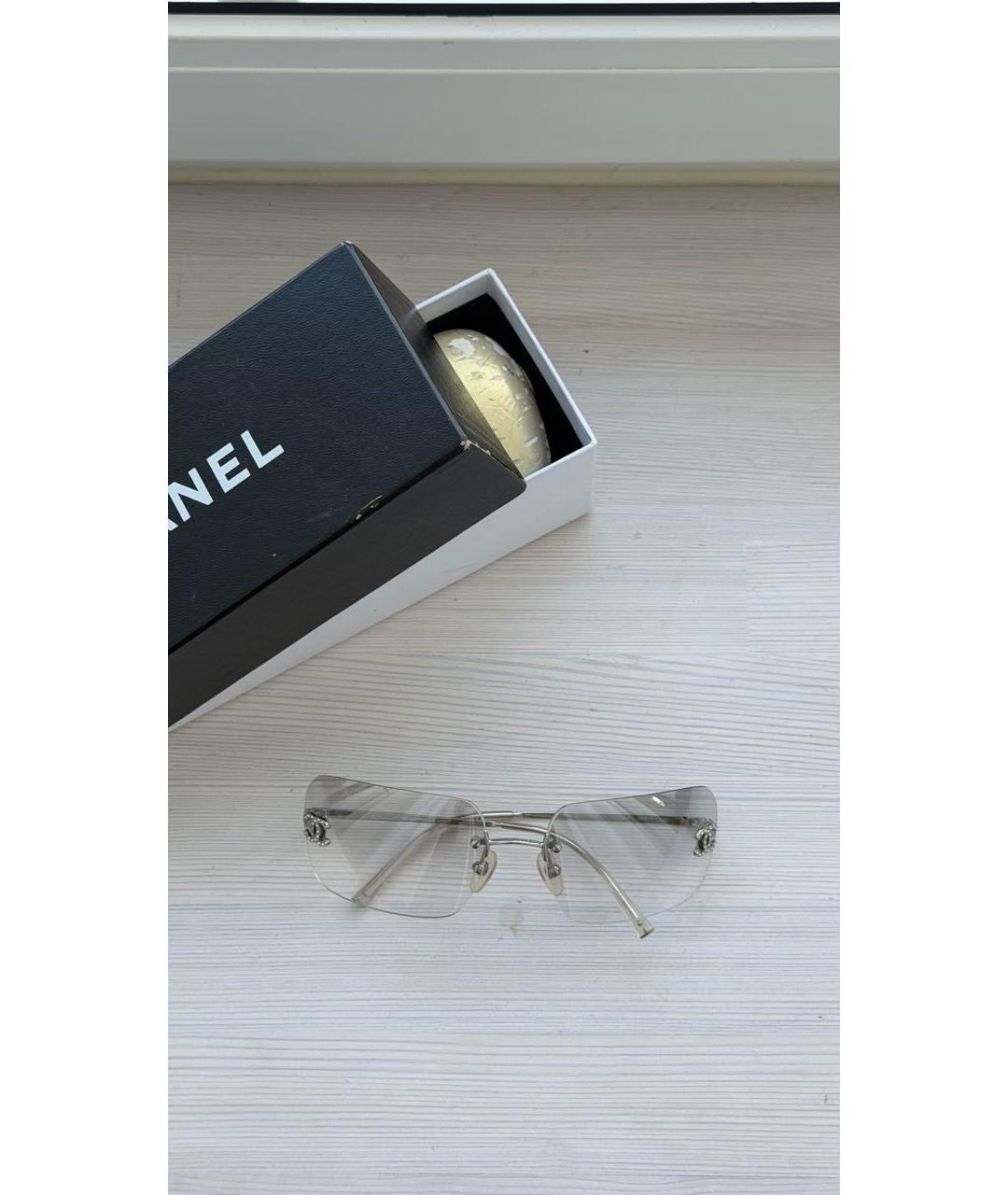 CHANEL Серебряные металлические солнцезащитные очки, фото 7