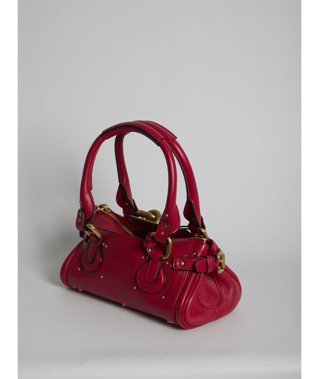 CHLOE Красная кожаная сумка с короткими ручками, фото 2