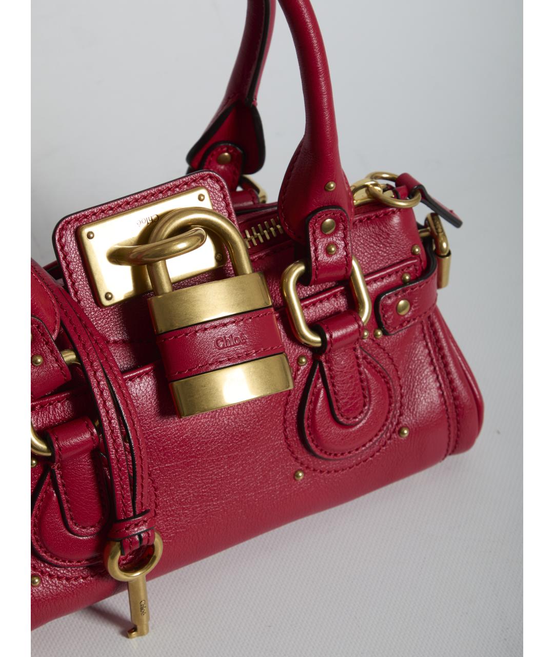 CHLOE Красная кожаная сумка с короткими ручками, фото 4