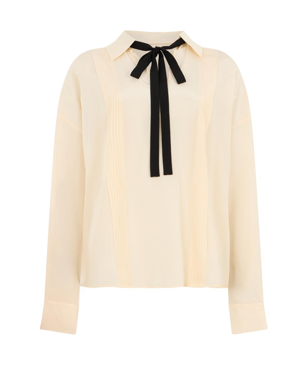 MAX MARA STUDIO Бежевая шелковая рубашка, фото 1