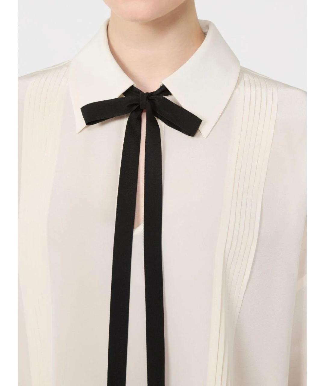 MAX MARA STUDIO Бежевая шелковая рубашка, фото 3