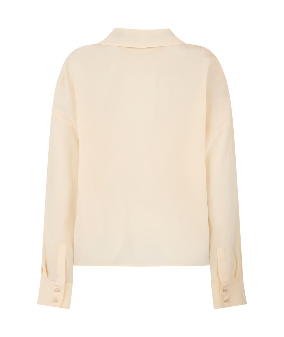 MAX MARA STUDIO Бежевая шелковая рубашка, фото 2