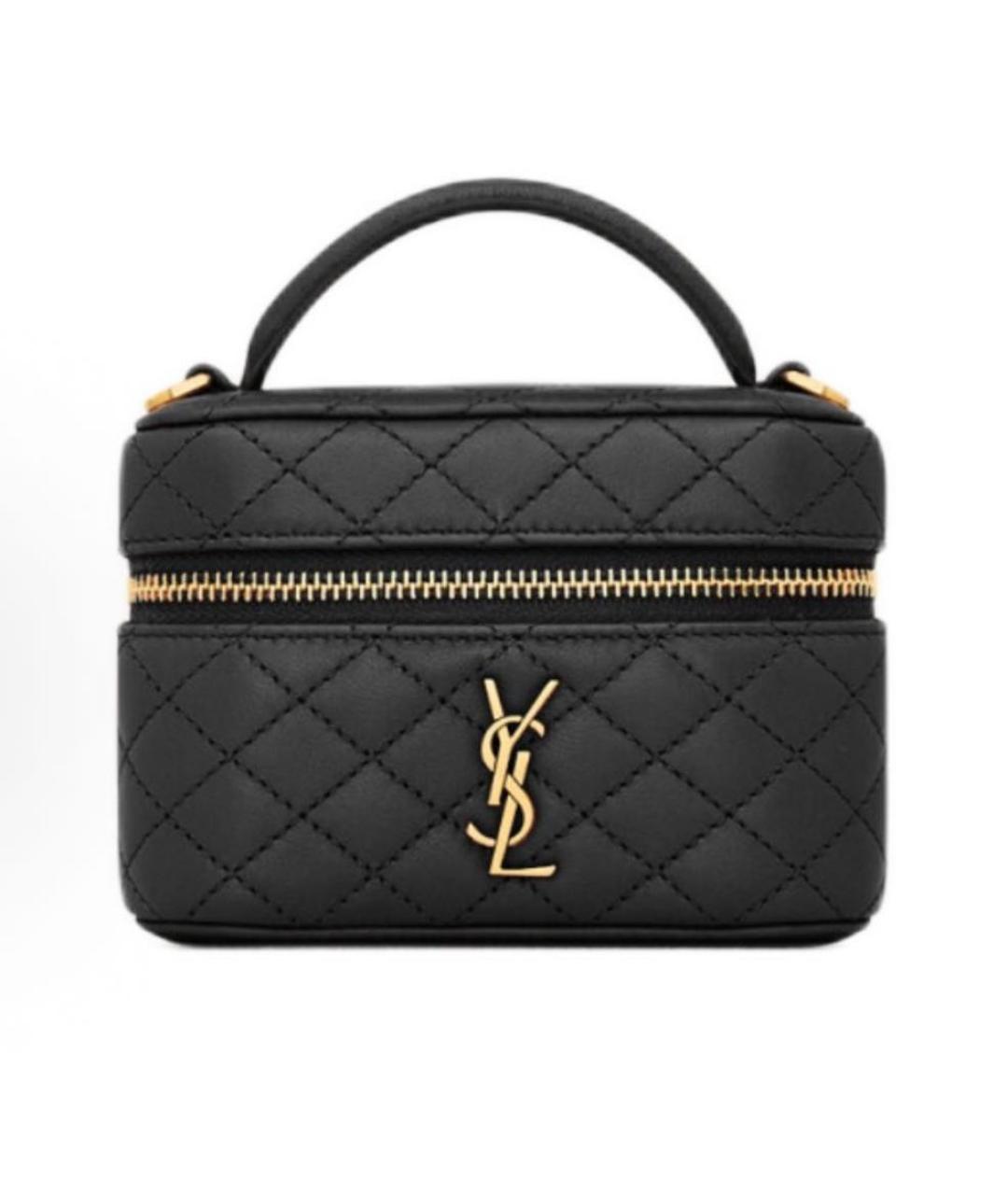 SAINT LAURENT Черная кожаная сумка с короткими ручками, фото 3