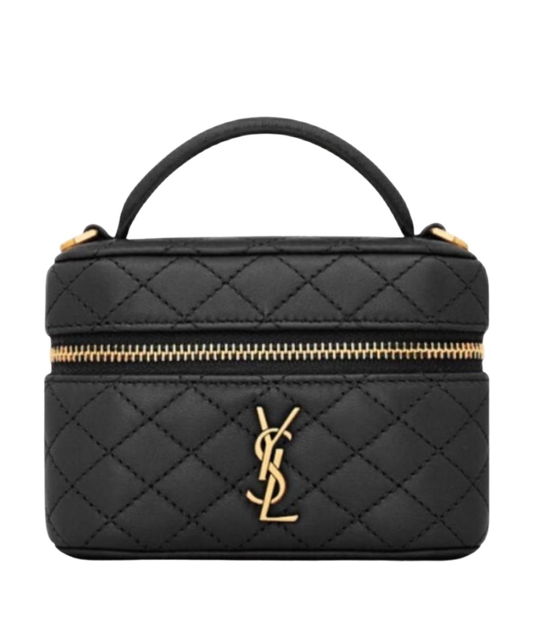 SAINT LAURENT Черная кожаная сумка с короткими ручками, фото 1