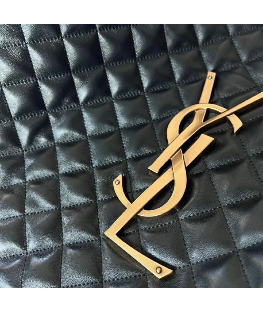 SAINT LAURENT Черная кожаная сумка тоут, фото 4