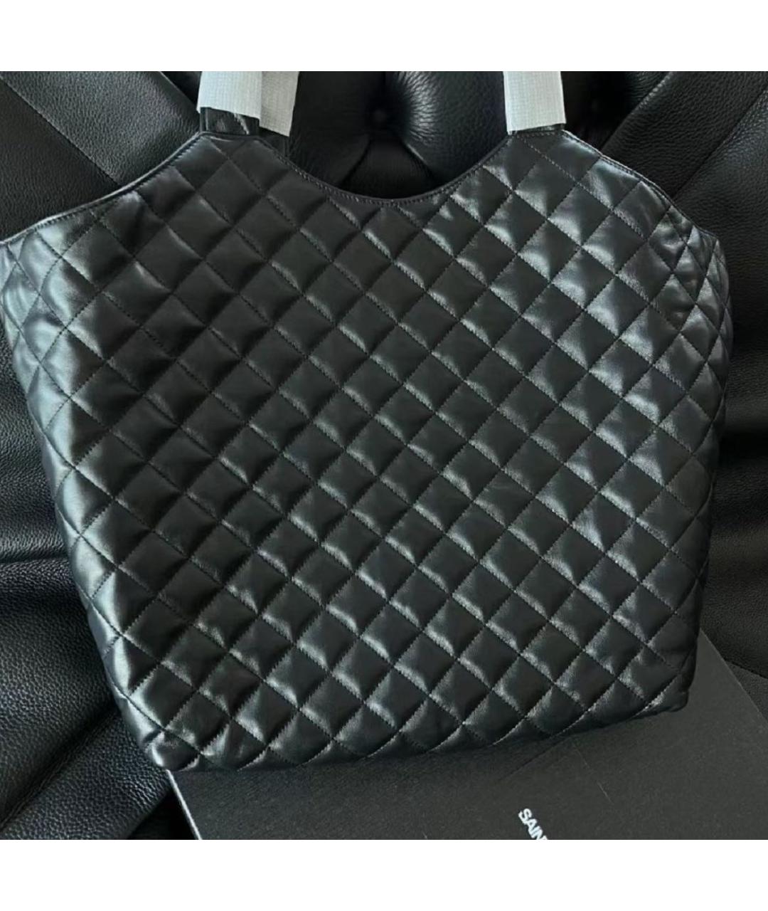 SAINT LAURENT Черная кожаная сумка тоут, фото 3