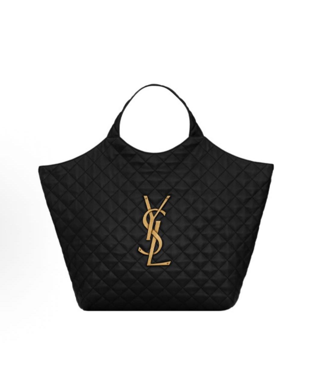 SAINT LAURENT Черная кожаная сумка тоут, фото 5