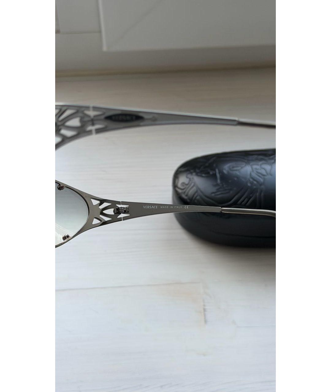 VERSACE Антрацитовые металлические солнцезащитные очки, фото 7