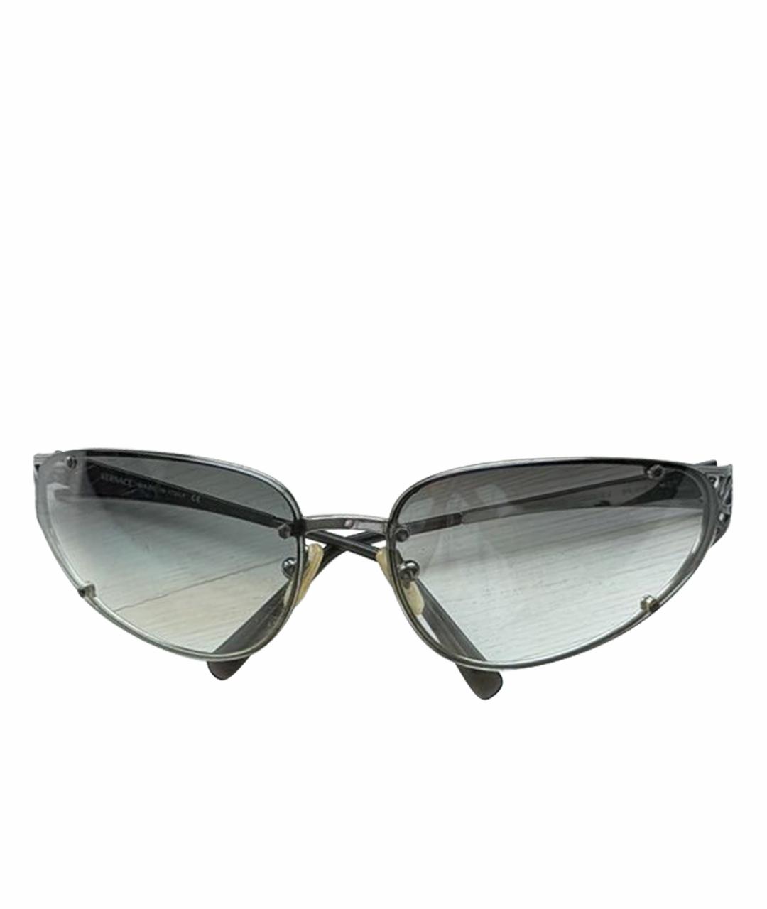 VERSACE Антрацитовые металлические солнцезащитные очки, фото 1