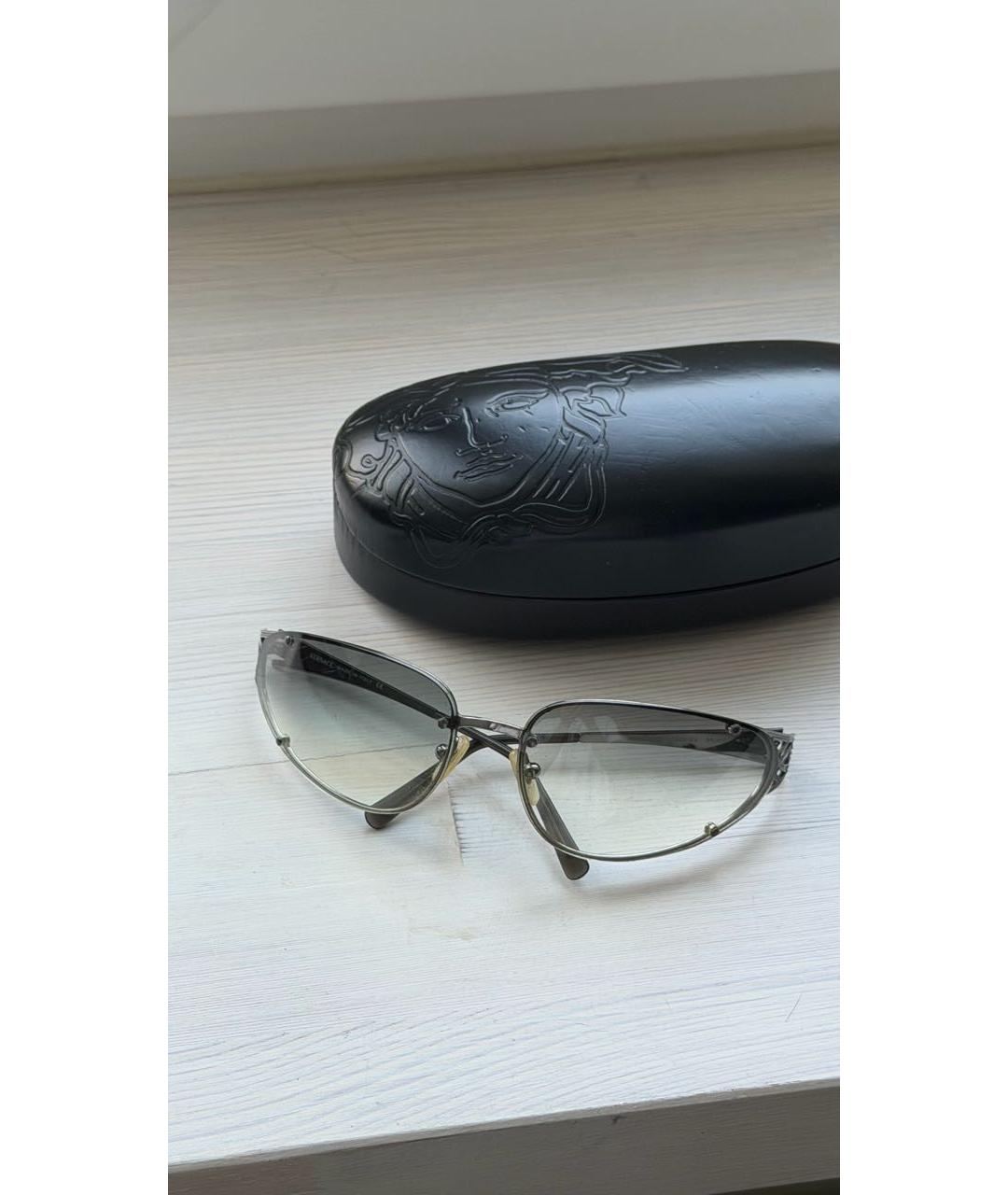 VERSACE Антрацитовые металлические солнцезащитные очки, фото 8