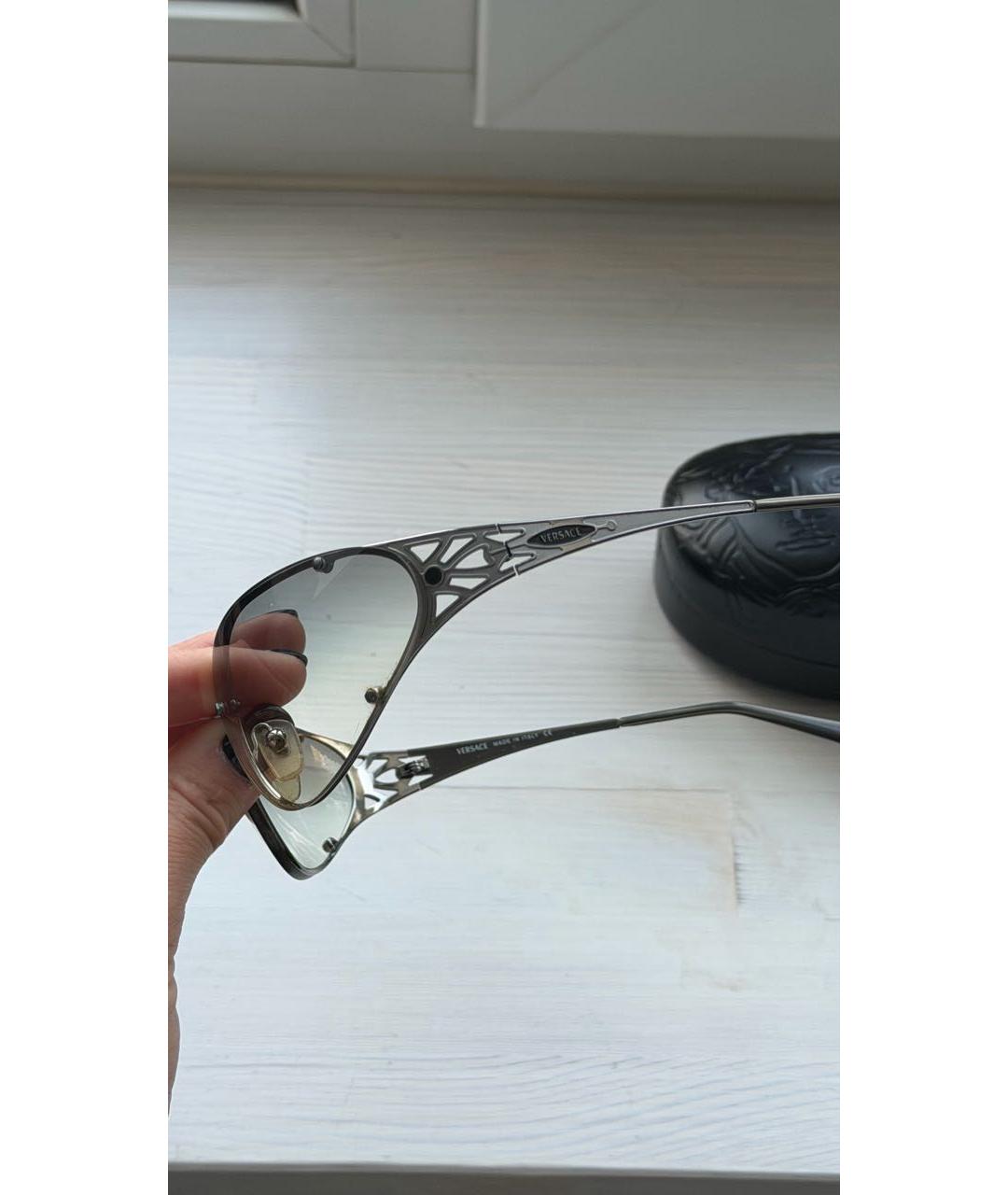 VERSACE Антрацитовые металлические солнцезащитные очки, фото 6