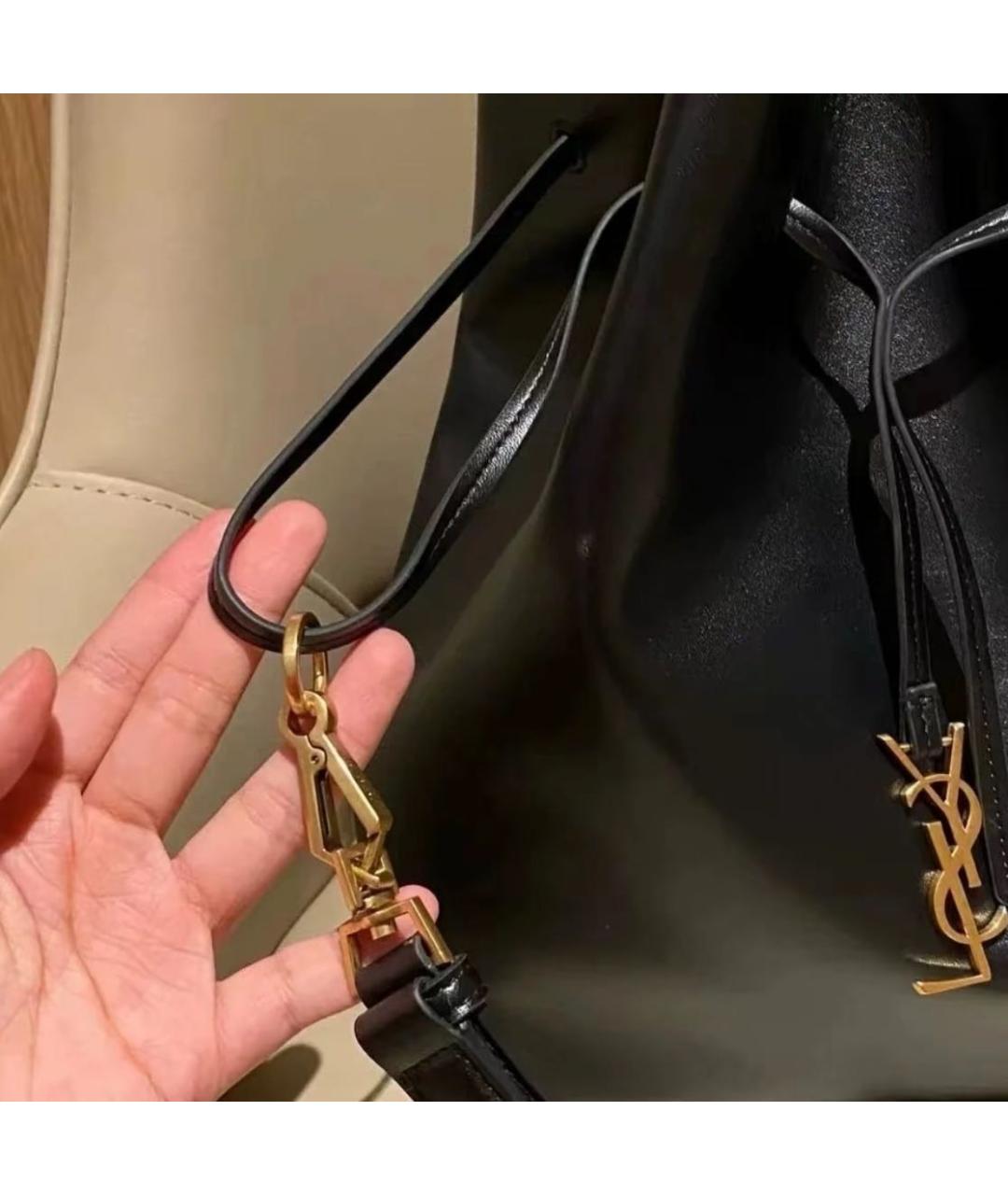 SAINT LAURENT Черная кожаная сумка тоут, фото 3