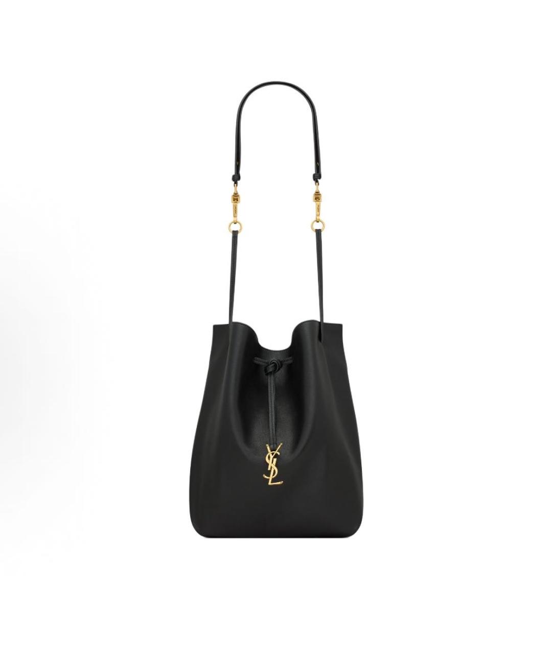 SAINT LAURENT Черная кожаная сумка тоут, фото 5