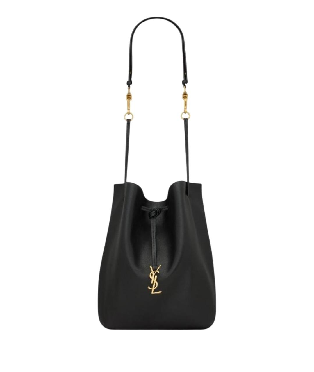 SAINT LAURENT Черная кожаная сумка тоут, фото 1