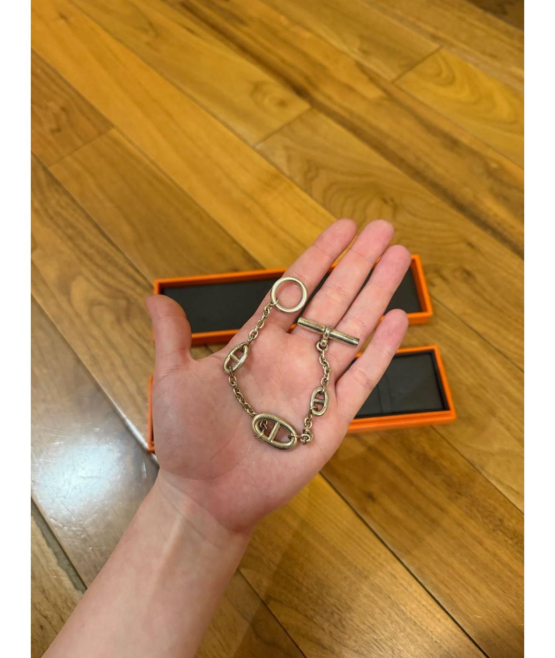 HERMES Серебрянный металлический браслет, фото 4