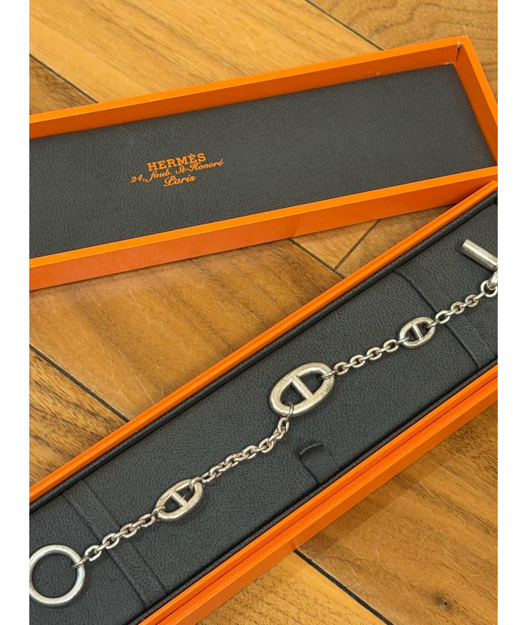 HERMES Серебрянный металлический браслет, фото 2