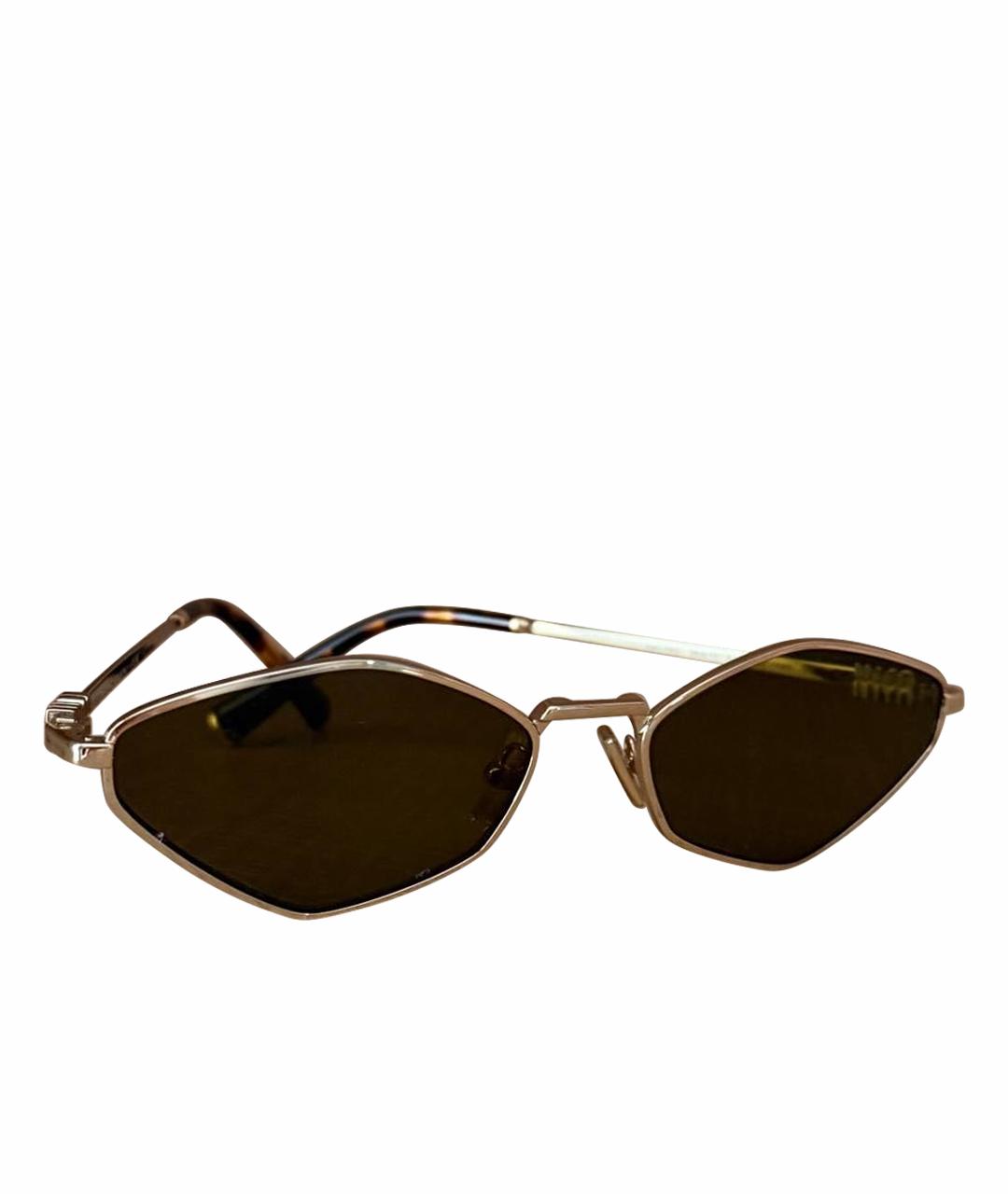 MIU MIU Золотые металлические солнцезащитные очки, фото 1