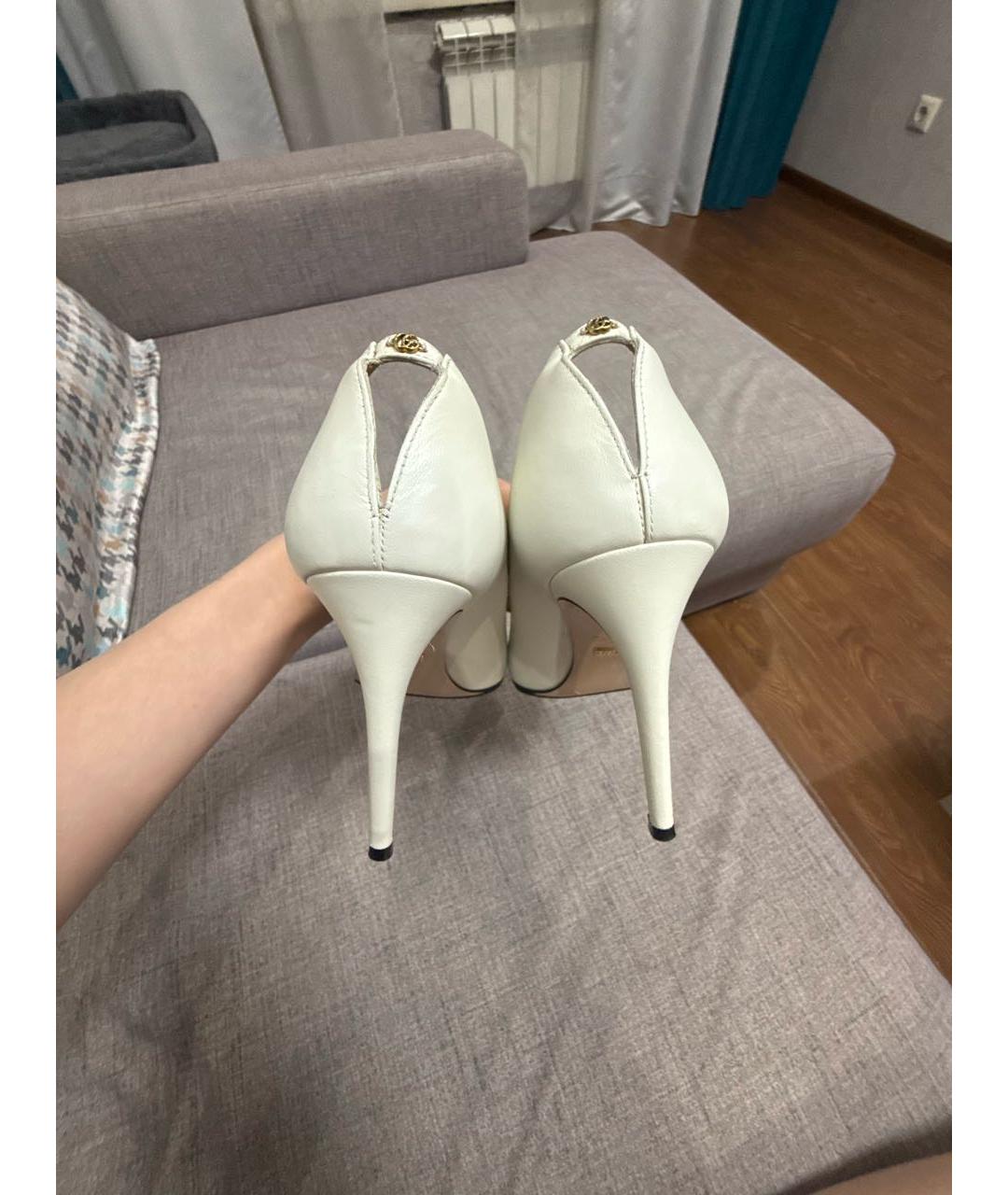 GUCCI Белые кожаные туфли, фото 4