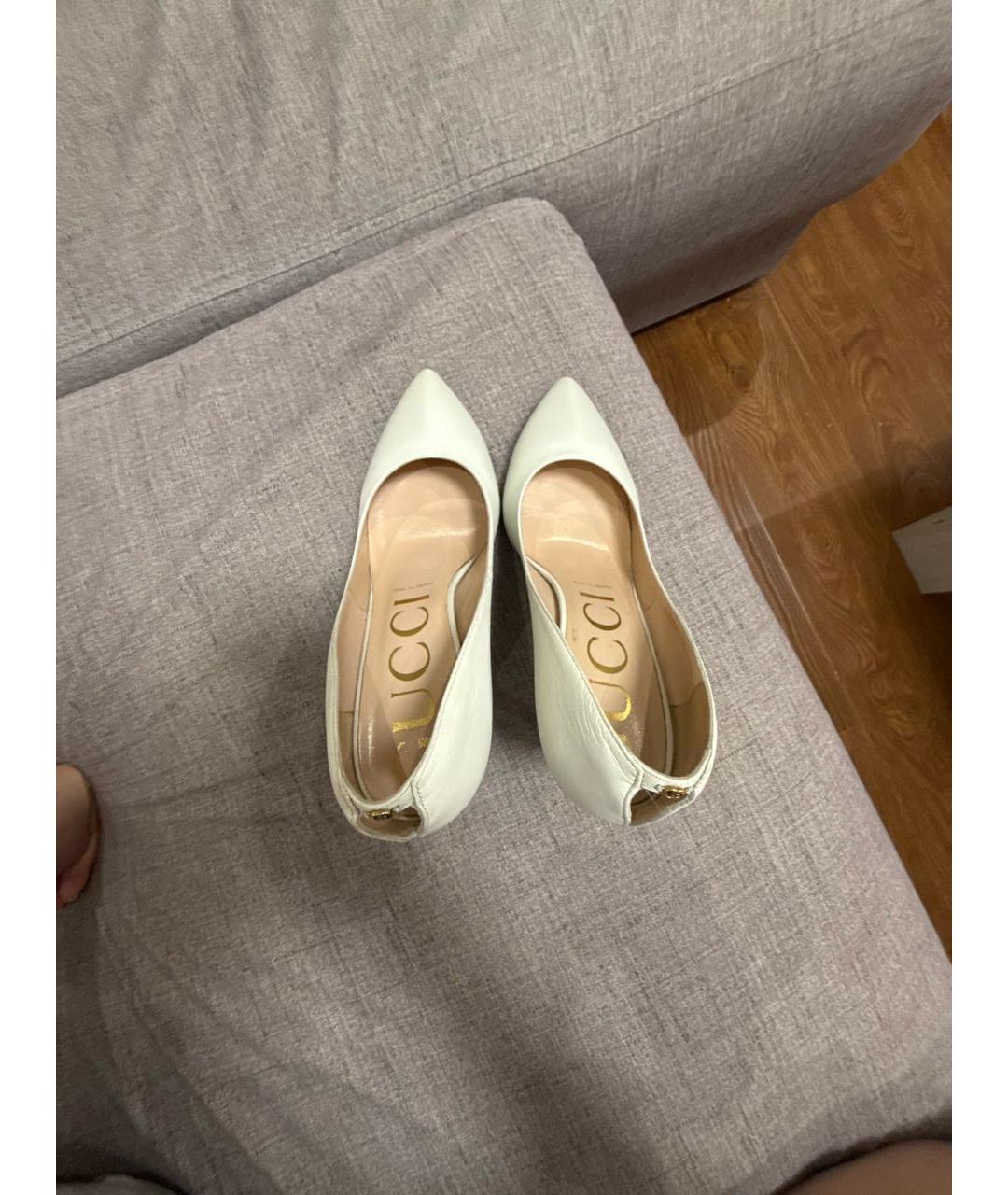 GUCCI Белые кожаные туфли, фото 3