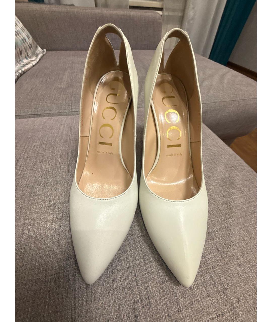 GUCCI Белые кожаные туфли, фото 2