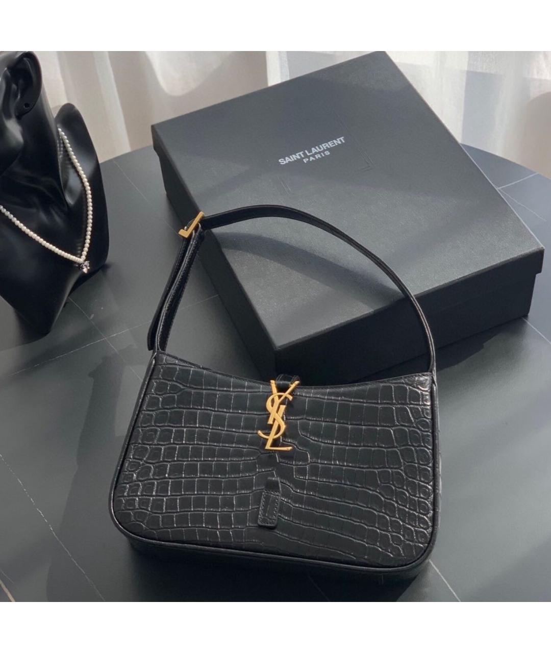 SAINT LAURENT Черная кожаная сумка с короткими ручками, фото 4