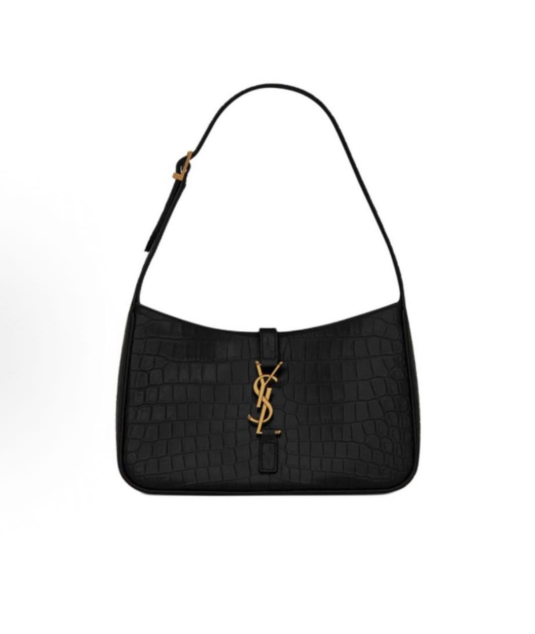 SAINT LAURENT Черная кожаная сумка с короткими ручками, фото 5