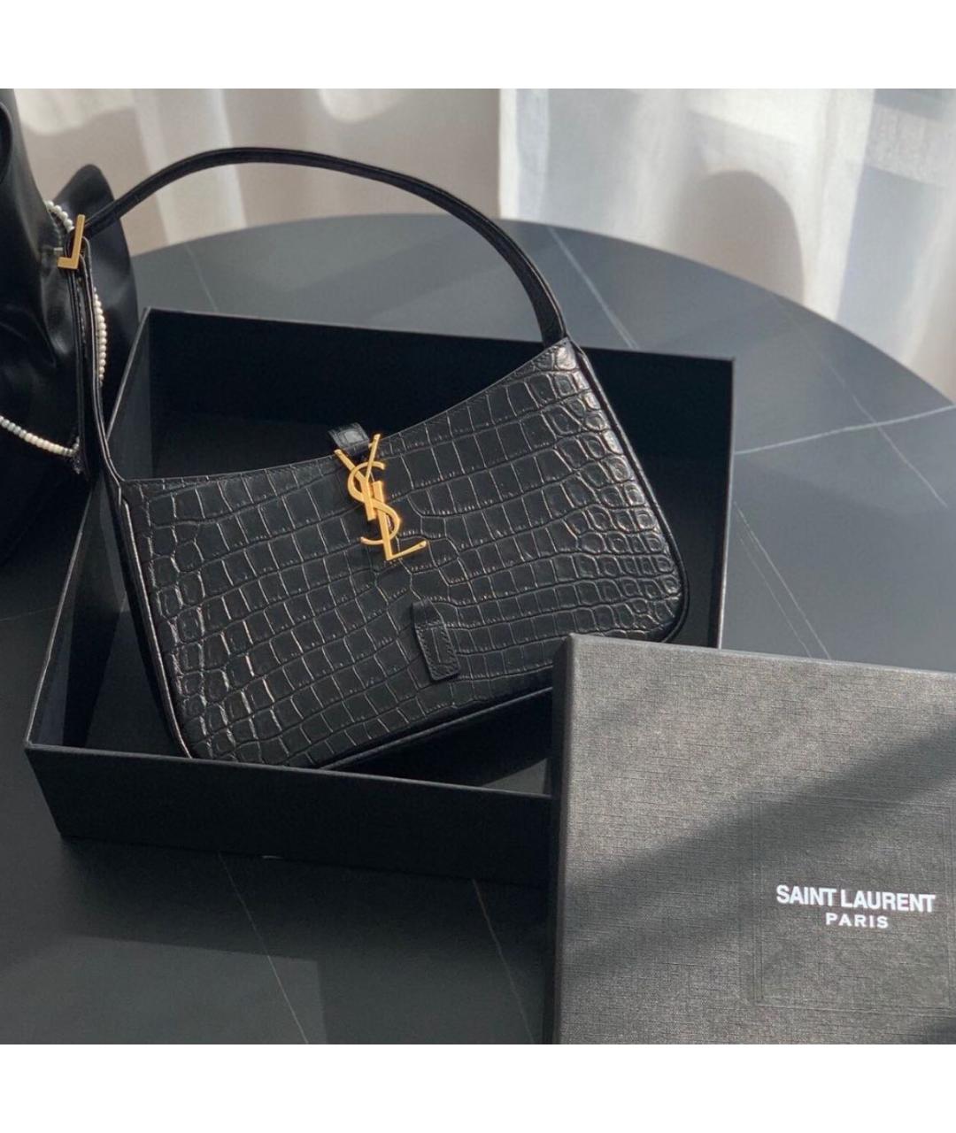 SAINT LAURENT Черная кожаная сумка с короткими ручками, фото 3