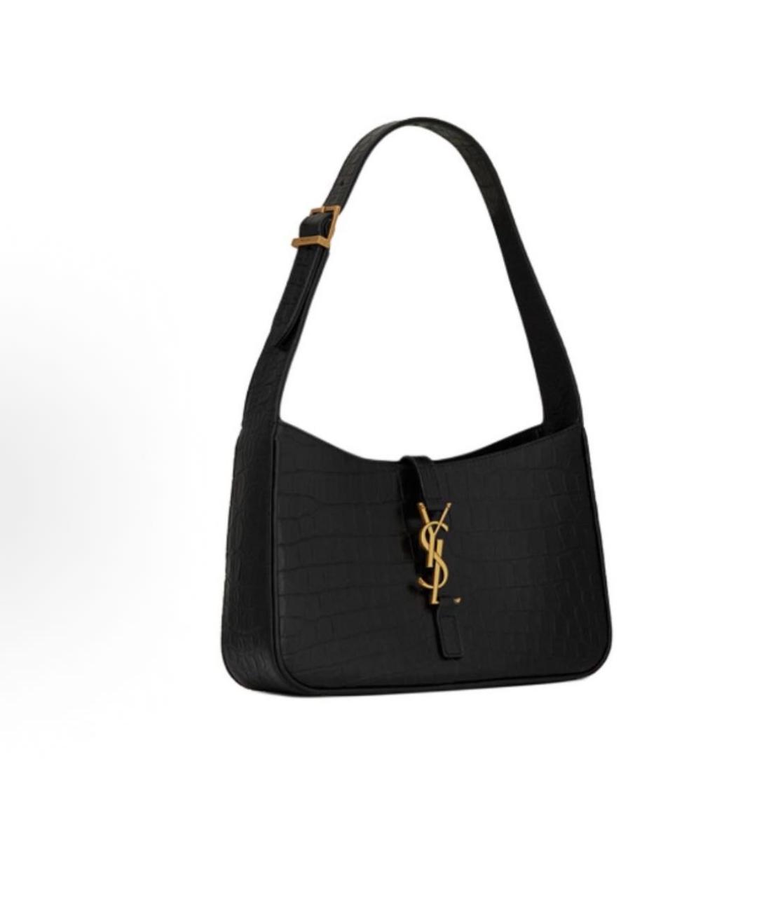 SAINT LAURENT Черная кожаная сумка с короткими ручками, фото 2